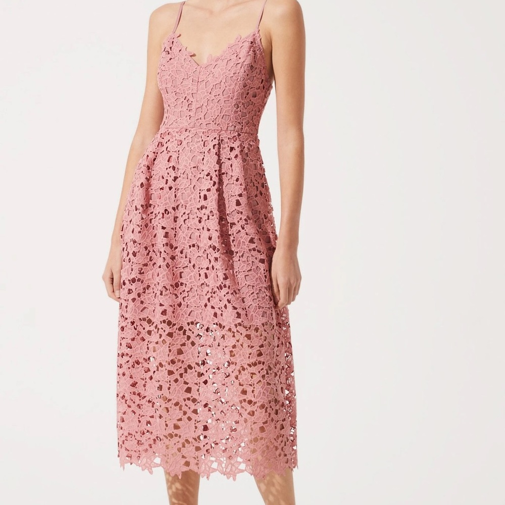 ASTR The Label: LACE A LINE MIDI DRESS Pink Mauve Sz Small